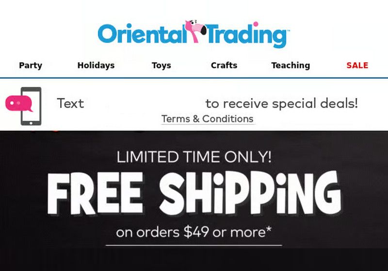 oriental trading free shipping no minimum
